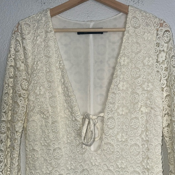 House of Harlow 1960 Revolve Birkin Mini Lace Dress Ivory Womens Medium Wedding - Picture 4 of 13